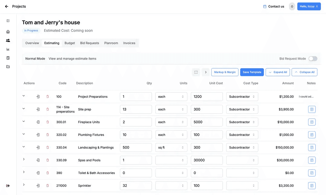 VIUS Built – Estimating & Project Management Web App